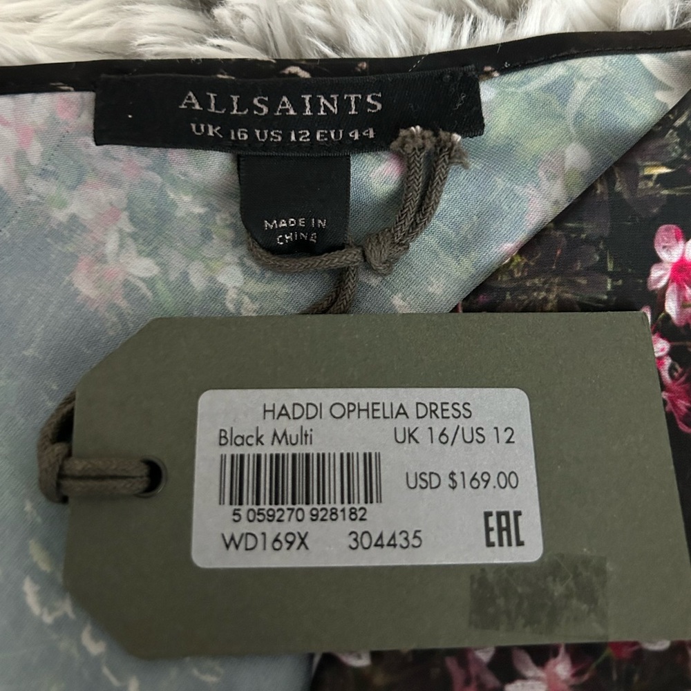 All Saints Floral Slip Dress - Black and Pink - Picture 8 of 11